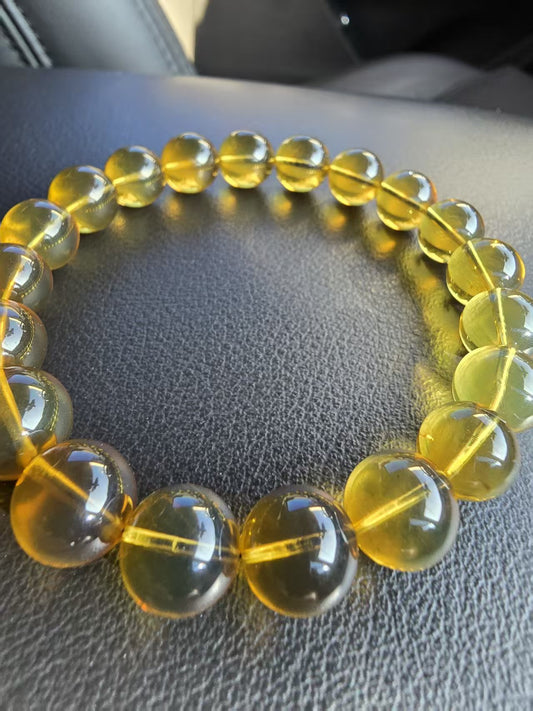 Burmese amber(burmite)-Golden amber beaded Bracelet