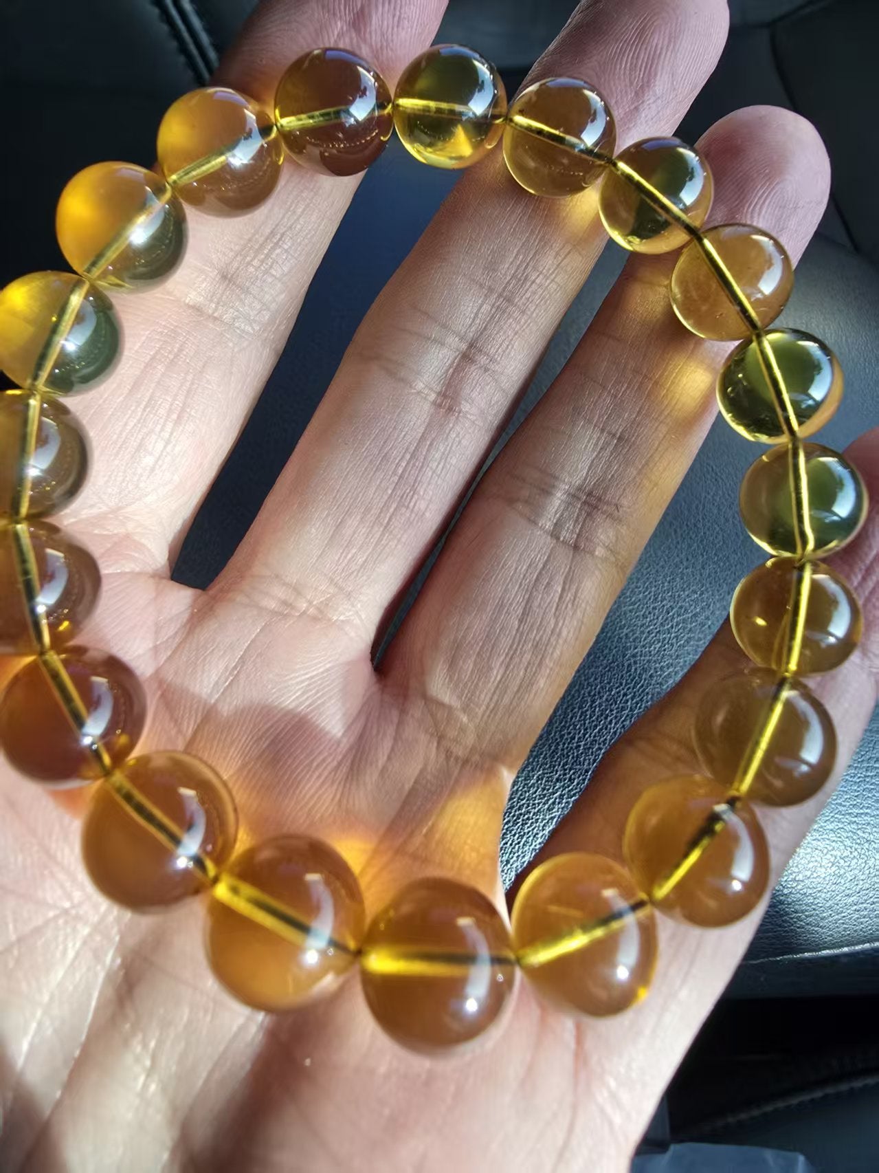Burmese amber(burmite)-Golden amber beaded Bracelet