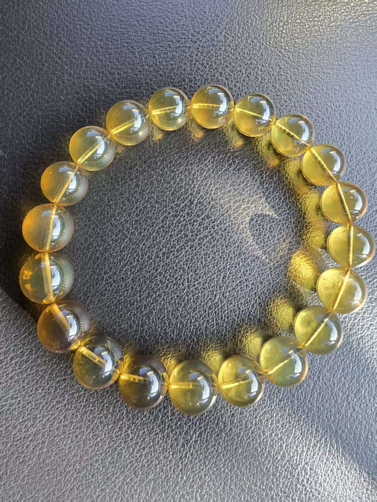 Burmese amber(burmite)-Golden amber beaded Bracelet