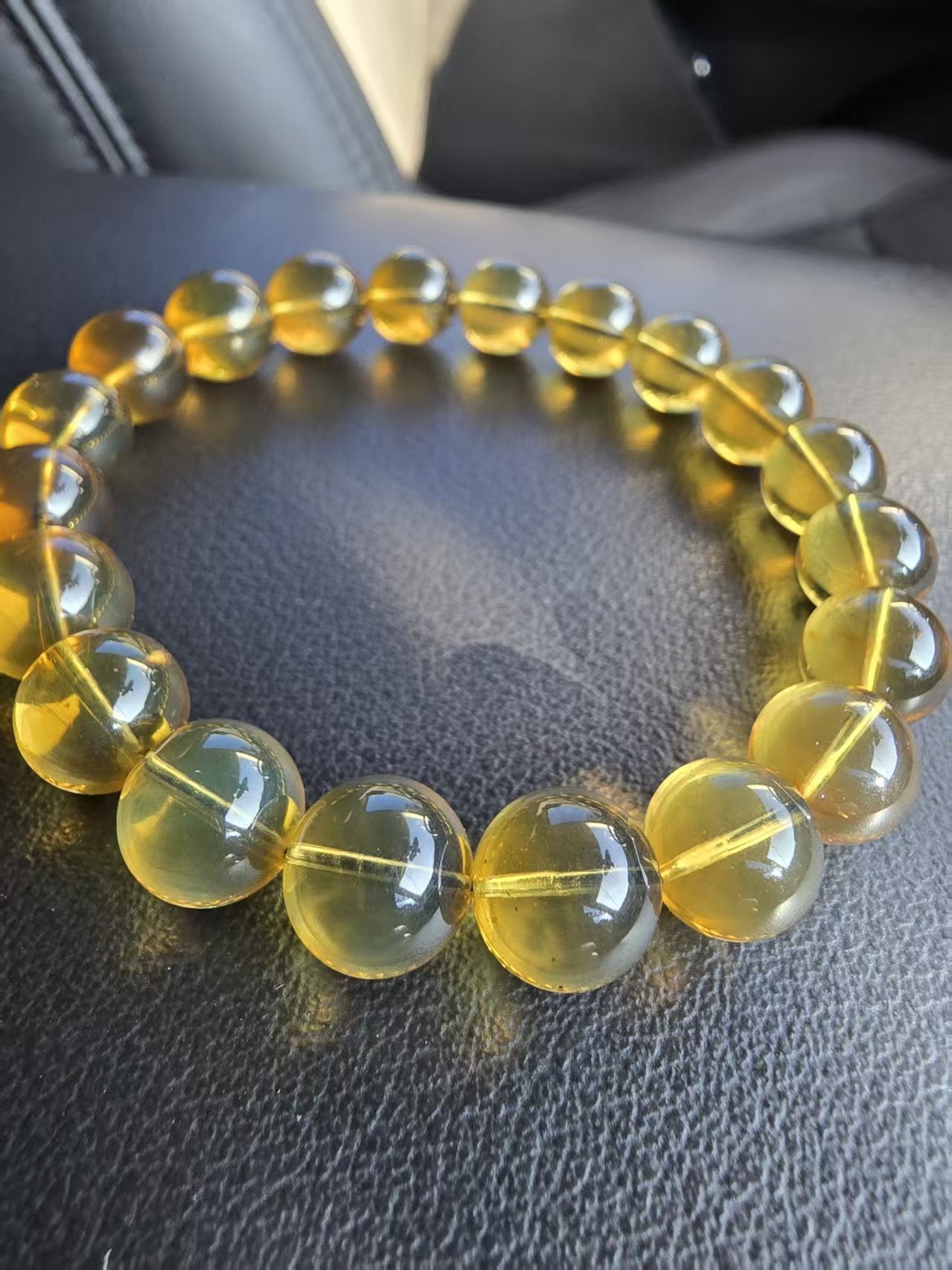Burmese amber(burmite)-Golden amber beaded Bracelet