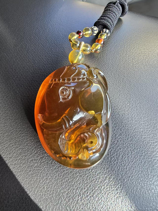 Burmese amber(burmite) carved elephant head