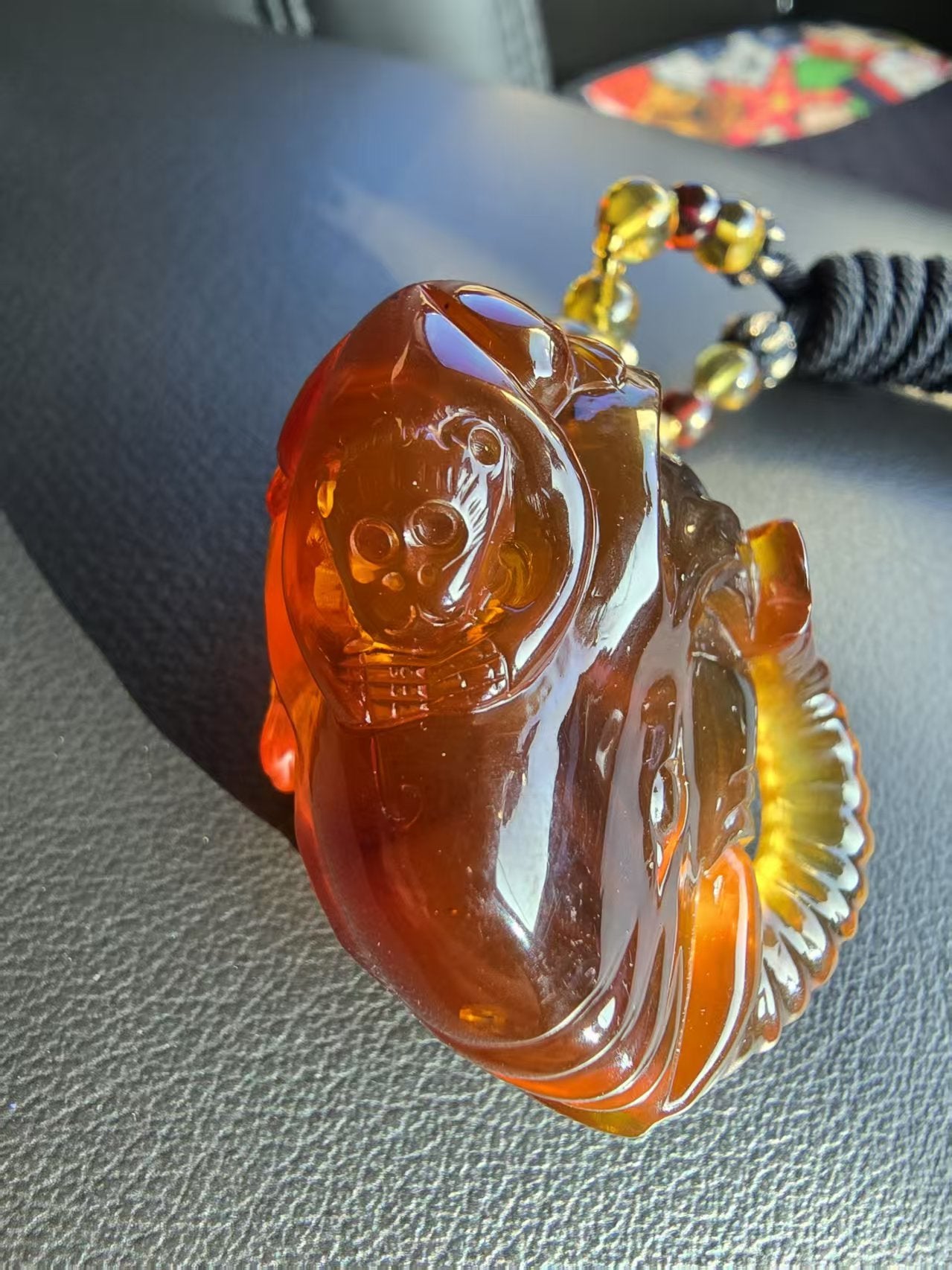 Carved Burmese amber(burmite) elephant